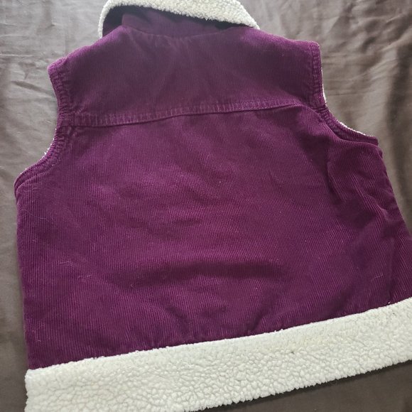 Corduroy Vest Purple Plush Fleece Lined Button Up Thick Warm Kids XS Please Mum - Picture 2 of 8